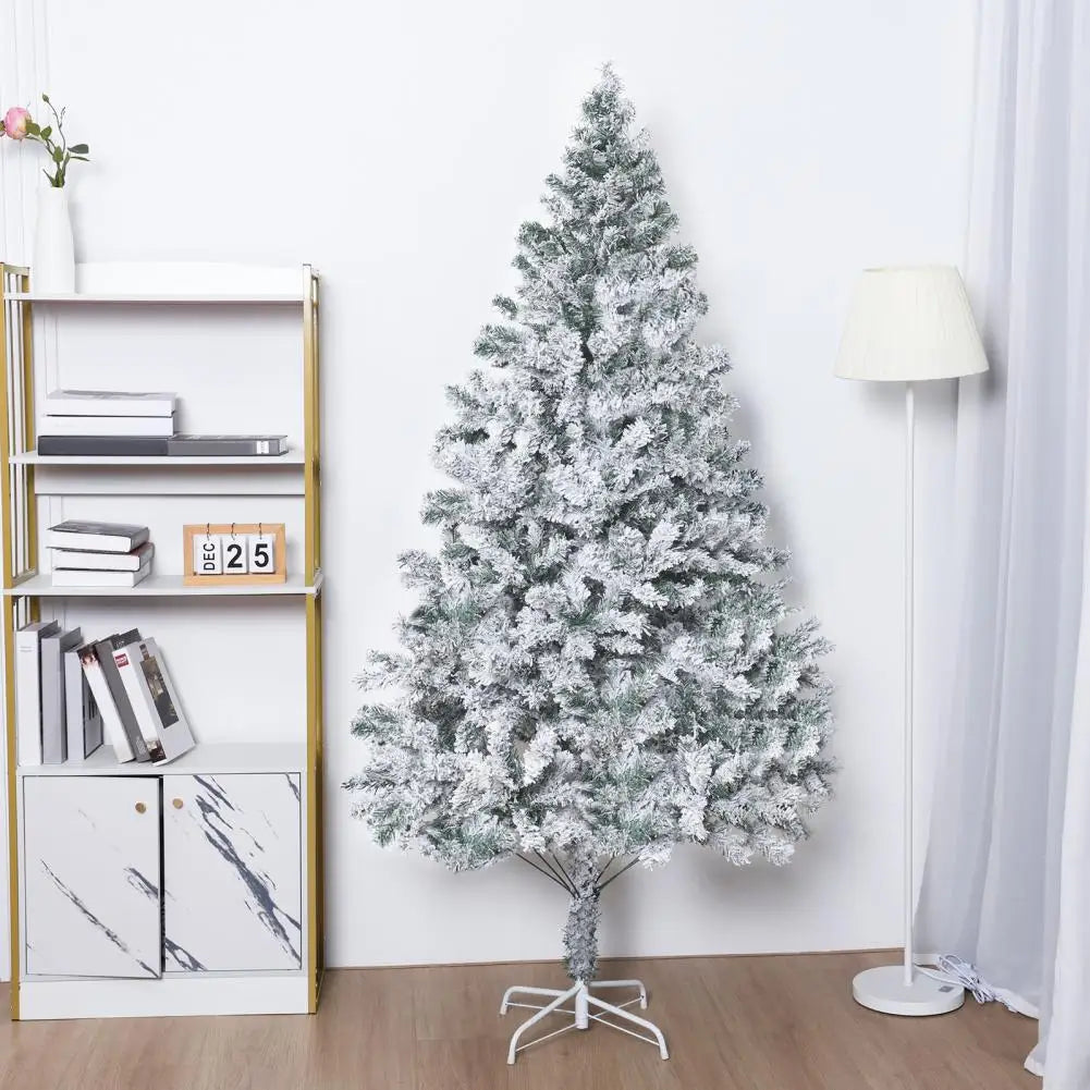 6.9ft White Flocked Artificial Christmas Tree, Snow Christmas Holiday Pencil Tree, Winter Party Decoration with Realistic Branch